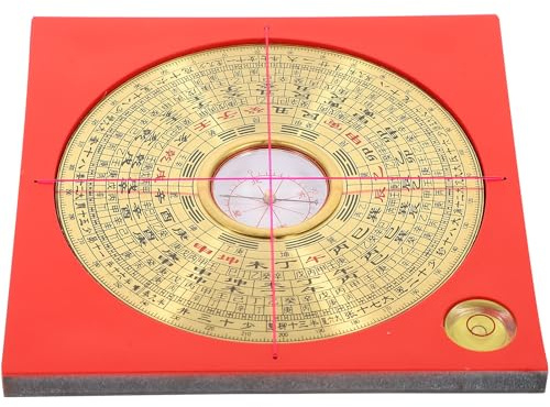 OSALADI Chinesischer Kupfer Kompass Luo Pan 3 Zoll Quadratisch Tragbar Multifunktional Taoistisches Vintage Dekor für Camping Büro Zuhause