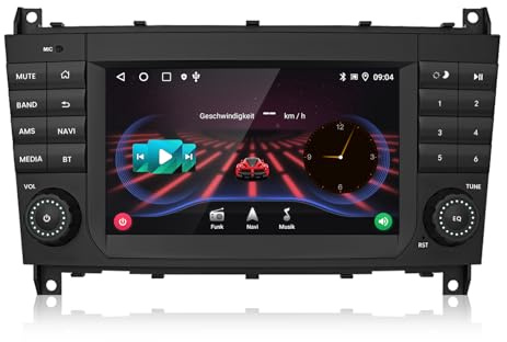 Junsun Autoradio für Mercedes C-Klasse (W203), CLC (W203) & CLK (W209) – 7 Zoll Touchscreen, Android 13, 2GB+32GB, mit CarPlay, Android Auto, Lenkradsteuerung, Bluetooth, WiFi, DSP, AM/FM Radio
