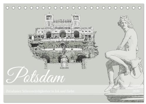 Potsdamer Sehenswürdigkeiten in Ink und Farbe (Tischkalender 2026 DIN A5 quer), CALVENDO Monatskalender: Handgefertigte Illustrationen von Potsdamer ... digital coloriert. (CALVENDO Orte)