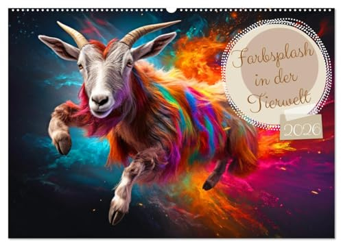 Farbsplash in der Tierwelt (Wandkalender 2026 DIN A2 quer), CALVENDO Monatskalender: Lassen Sie sich von lebendigen Farben und faszinierenden Tieren verzaubern! (CALVENDO Tiere)