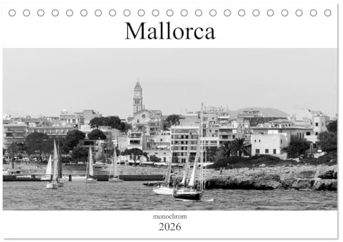 Mallorca monochrom (Tischkalender 2026 DIN A5 quer), CALVENDO Monatskalender: Ausgesuchte Bilder der Baleareninsel in monochrom (CALVENDO Orte)
