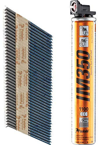 Paslode 141256 Galv Plus Lot de 1100 clous et cartouche de gaz pour cloueur à gaz IM350/IM350+ 51 x 2,8 mm