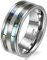 JewelryWe Herrenring Wolfram Ring Herren: 8mm Breite Wolframcarbid Poliert Fingerringe Eheringe mit Doppel Abalone Muschel Perlmutt Inlay Partnerringe Verlobung Hochzeit Band Männer Größe 65