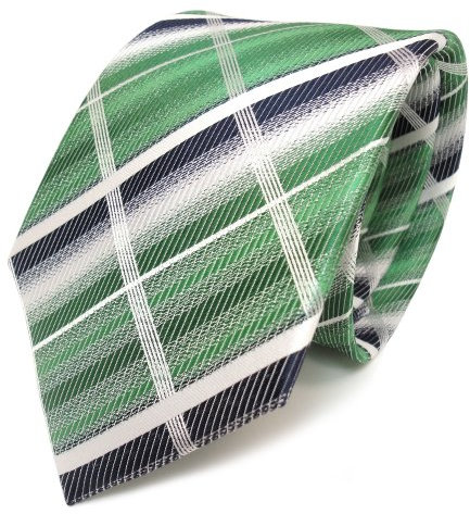 TigerTie Designer Seidenkrawatte in grün smaragdgrün royal weiß kariert