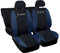 Lupex Shop Coprisedili auto compatibili con Punto, tessuto poliestere, set sedili completi anteriori e posteriori (Nero - Blu Scuro)