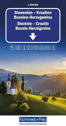 Kümmerly+Frey Strassenkarte Slowenien, Kroatien, Bosnien-Herzegowina 1:500.000: Inkl. Transitpläne, Ortsverzeichnis und Reiseinformationen