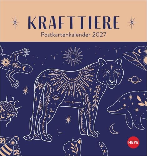 Krafttiere Postkartenkalender 2027: Der spirituelle Begleiter mit aufmunternden Botschaften für alle, die im Alltag Motivation wünschen. Kalender zum Aufstellen in den Maßen 16 x 17 cm