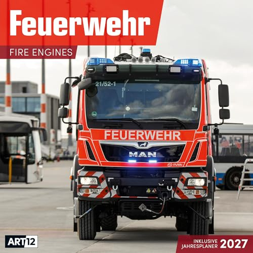 Feuerwehr Broschürenkalender 2027 - 30x30 - Art12 | Hochwertiger Feuerwehr-Kalender im schlanken Hochformat (aufgeklappt 30x60 cm) | zum Eintragen