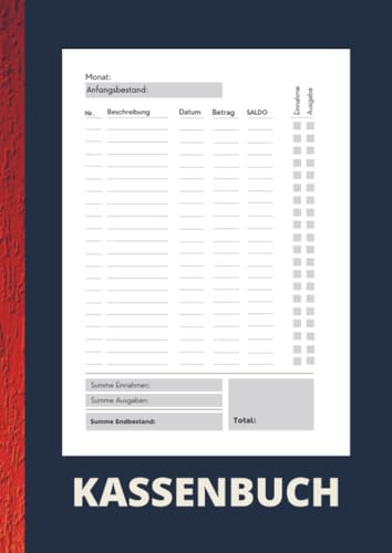Kassenbuch A4 Blau- Über 2000 Einträge ohne Mwst. Kassenbuch Kleinunternehmer, Einzelunternehmer, Selbständige und Vereine: Einfaches Einnahmen und Ausgaben Buch. Auch als Haushaltsbuch geeignet.
