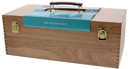 Art Alternatives Artist's Supply Chest, 16-1/8 x 8 x 5-7/8, Wood, Brass Hardware, Lift Out Storage Tray