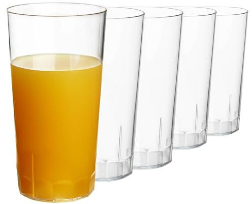 bar@drinkstuff Clarity Reusable Half Pint Tumblers – Pack of 5 (10 oz / 285 ml) | CE Marked, Durable Plastic Cups | Dishwasher Safe, Stackable, Shatterproof Drinkware for Home, Parties & Events