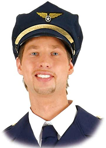 Faschingshut Mütze Flugkapitän | Die Kapitänsmütze macht die Flugcrew-Rolle sofort erkennbar und ergänzt Uniform- oder Reise-Kostüme.