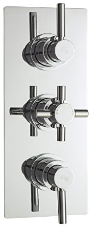 Hudson Reed A3003 Tec Lever ǀ Modern Bathroom Minimalist Triple Valve with Lever and Crosshead Handle, 280mm x 80mm, Chrome