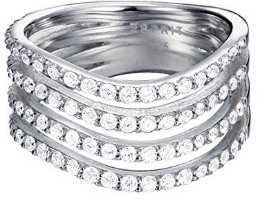 Esprit Damen-Ring Gleaming Wave 925 Silber rhodiniert Zirkonia weiß Brillantschliff