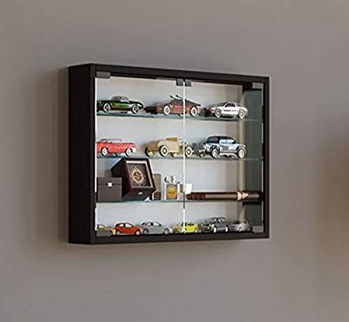 VCM 912947 Vitrine Wandvitrine Sammlervitrine Wandregal Hängeregal Hängevitrine Schaukasten Holz Schwarz 40 x 60 x 10cm Mandosa M