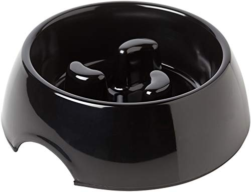 Rosewood Anti-Scoff Slow Feeder Dog Bowl – Large Heavy-Duty Melamine Food Bowl for Medium to Large Breeds – Aids Digestion & Reduces Gulping – Slip-Resistant, Durable & Easy to Clean – Black