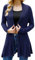 iClosam Cardigan Casual Donna Aperto sul Davanti a Maniche Lunghe Lunghezza Media A-Blu Navy,XL