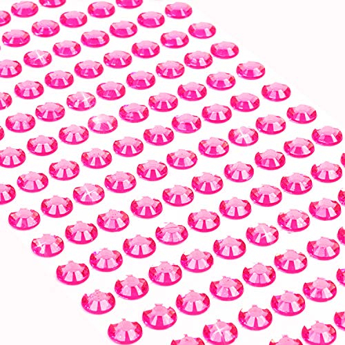 Movoja Pinke Strasssteine - runde Glitzersteine 220 Stück 8 mm selbstklebend zum Verzieren und Basteln | Schmucksteine zum aufkleben | Steinchen Dekosteine Bastelsteine Pink