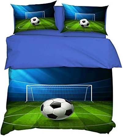 AYMAING Bettwäsche-Set, Fußball Wendemotiv, Bettbezug 155 x 220 cm, Kopfkissenbezug 80 x 80 cm, Mikrofaser