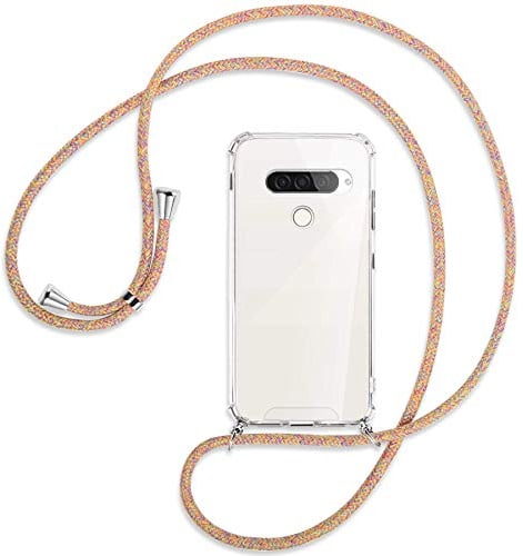mtb more energy® Handykette kompatibel mit LG G8S ThinQ (LM-G810, 6.21'') - Rainbow - Smartphone Hülle zum Umhängen - Anti Shock Full TPU Case