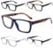 Yuluki 5 Pack Reading Glasses Blue Light Blocking,Spring Hinge Square Frame Computer Readers 0.75 Women/Men Anti Eyestrain/Glare