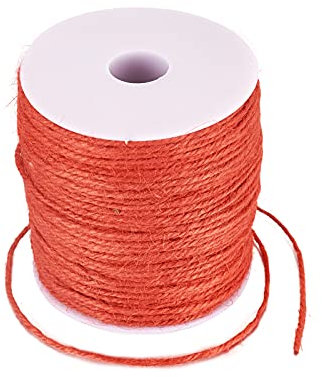 Cheriswelry Ficelle de jute 3 plis en jute naturel pour loisirs créatifs, décoration de maison, jardin, rouge orange