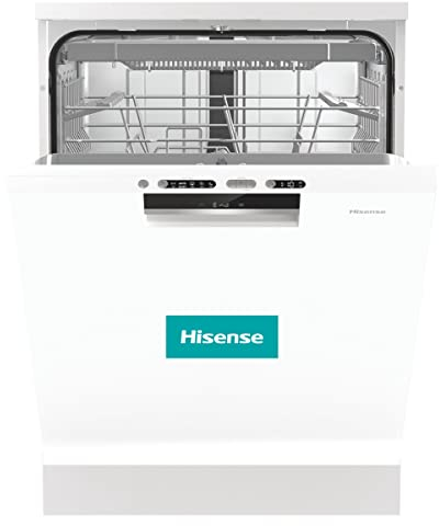 Hisense HS661C60W - Lavavajillas Libre Instalación, Capacidad para 16 Servicios, 3 Cestas, Blanco, 60 cm, 5 Programas, Filtro Autolimpiable, Contador Digital con Programa Ecológico, Silencioso