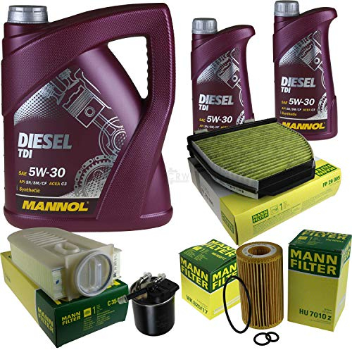QR-Parts Set 85498643 MN7909-1 FP 29 005 C 35 MN7909-5 WK 820/17 HU 7010 z Inspektionspaket 7 L Diesel TDI 5W-30 + MANN Filterpaket 10931776