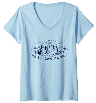Damen Ich Bin Dann Mal Weg T-Shirt mit V-Ausschnitt