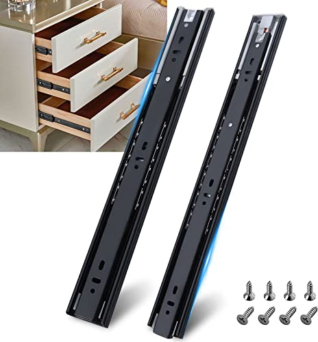Schubladenführung Vollauszug, 1 Paar Schubladenschienen Kugellager 300 mm 3 Falten Vollauszug Seitenmontage 45 kg Tragkraft Gedämpftes Schubladenführung - Schwarzes