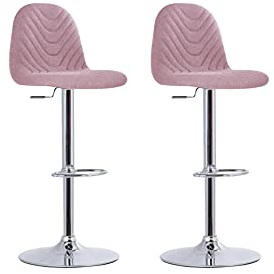 byLIVING Barhocker Casino / 2er Set/Moderner Barhocker in rosa/Gestell verchromt mit Höhenverstellung / 360° drehbar/B 41,H 91,5-112,T 52,5 cm