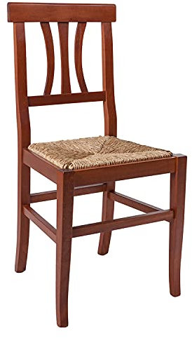 Dmora Juego de Dos sillas clásicas de Madera con Asiento de Paja, Color Nogal, 42,5 x 89 x 42 cm