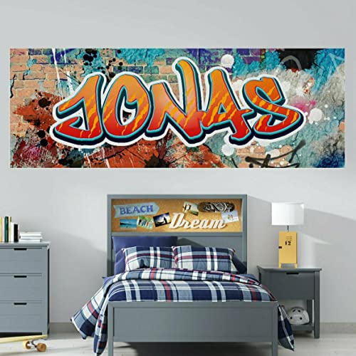 tjapalo vr190 extra robust Cooles Wandbild Graffiti Poster mit Namen personalisiert Graffiti Kinderzimmer Poster Name XXL Wandbild Teenager junge Mädchen Name, Größe: B100xH35cm