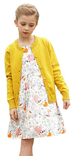SMILING PINKER Ragazze Cardigan Basic Bambini Cardigan Manica Lunga Scuola Maglieria