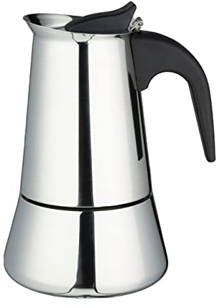 Café Olé Stovetop Espresso Maker, Stainless Steel, 9-Cup – Compatible with Induction, Ceramic, Gas and Electric Stoves, Silver (SEM-09)