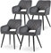 CLIPOP Esszimmerstühle, 4er Set, Polsterstühle mit Armlehnen, Metallbeine, Samtbezug, Samt Dunkelgrau, bis 150 kg belastbar, für Arbeitszimmer, Wohnzimmer, Schlafzimmer (4er, Samt Dunkelgrau)