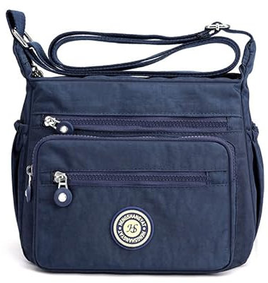 Simcat Damen Umhängetasche, Messenger-Tasche, Nylon, wasserdicht, für Damen, Mutter, groß, blau, Einheitsgröße