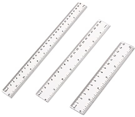 3er-Pack Kunststofflineale, 15 cm, 20 cm, 30 cm Lineale, transparent, flexibel, Präzisionslineale, Schule, Büro, Heimmesswerkzeuge (6, 8, 12 Zoll)