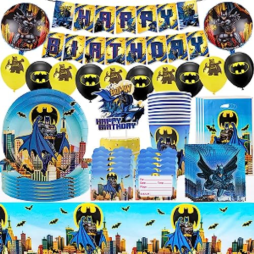 FGen 75 Stück Geburtstag Deko Bats, Bats Partygeschirr Geburtstag Happy Birthday Banner Luftballons Geburtstagsdeko Fledermaus Dekoration zum Kindergeburtstag