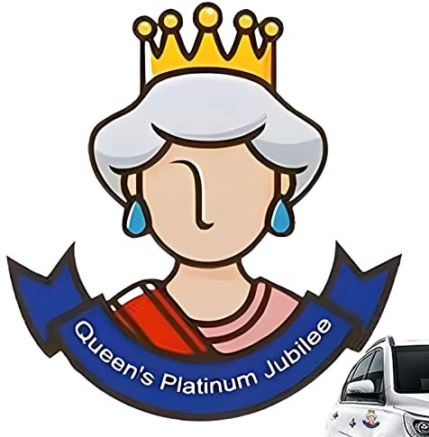 A/R 5 Stück Queen Elizabeth II Fensteraufkleber, Platinum Jubilee Memorial Parade Queen Dekorationen | Platinum Jubiläum Feier Auto Aufkleber Fenster Haftung leicht zu entfernen Blätter
