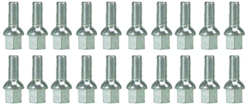 20x Radschrauben Radbolzen M14x1,5 27mm Kugelbund Kugel R13 SW17 Silber Verzinkt kompatibel mit Audi, Seat Skoda, VW Volkswagen
