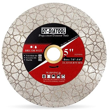 DT-DIATOOL Diamond Cutting Disc125mm for Porcelain Tile Ceramic Marble Artificial Stoneware Edge Grinding Cutting Disc