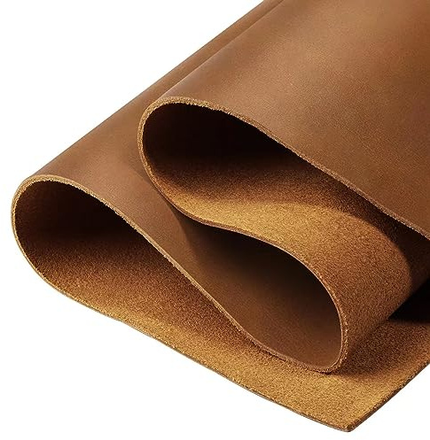 Echtes Leder, quadratisch zum Basteln, 30,5 x 61 cm, Crazy Horse-Lederblätter, Stoff, Vollnarbenleder, dickes Werkzeug-Ledermaterial für Lederarbeiten, 1,8–2,1 mm, Bourbonbraun