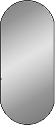 vidaXL Miroir Mural Miroir de Maquillage Coiffeuse Cosmétique Décoration de Salle de Bain Toilette Salon Intérieur Noir 80x35 cm Ovale