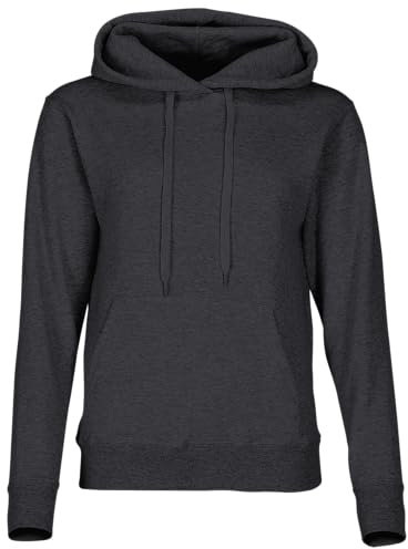 Fruit of the Loom Ladies Classic Kapuzen-Sweat + GRATIS MyShirt Stoffbeutel, Farbe:dunkelgrau meliert + GRATIS MyShirt Stoffbeutel, Größe:2XL