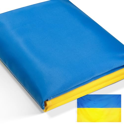 Anley EverStrong-Serie, bestickte Ukraine-Flagge, 90 x 150 cm, Stickerei und robuster Canvas-Kopf, 4 Reihen Steppnähte, ukrainische Nationalflagge aus Nylon mit Messingösen, 90 x 150 cm
