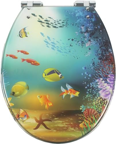 Klodeckel Motiv Lila, Grau, Transparent, Toilettendeckel Absenkautomatik, Toilettensitz Mit Deckel Universelle Abnehmbare Edelstahl-oberbefestigung, Für U/V/O-typ-WC (D)