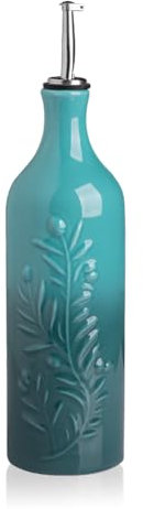 Sweejar Large Olive Oil Dispenser Bottle with Spout, 24 Oz Ceramic Oil Dispenser for Kitchen, Relief Opaque Oil Cruet, Oil Container for Cooking, EVOO, Avocado Oil, Vinegar, Pack of 1 (Gradient Blue)