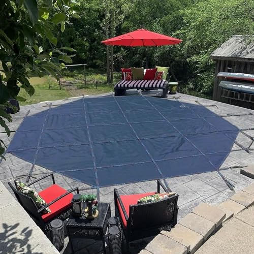 Poolabdeckung Winter Outdoor-Pool-Sicherheitsnetzabdeckung Rund, Verdickte Hochleistungs-Poolabdeckung für Eingelassene Pools, Poollaubnetz-Sondergröße, mit Einbaubeschlägen (Color : Cover Diameter-8