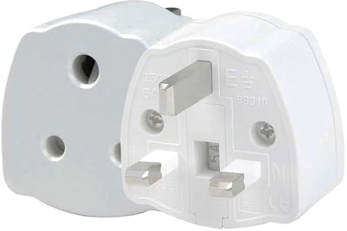 India To UK Adapter, 2PCS India To Uk Plug Adapter For Business Family Travel Outdoor, India To Uk Plug Adapter 3 Pin With 5A Fuse For Business Family Travel Outdoor (White) (White)